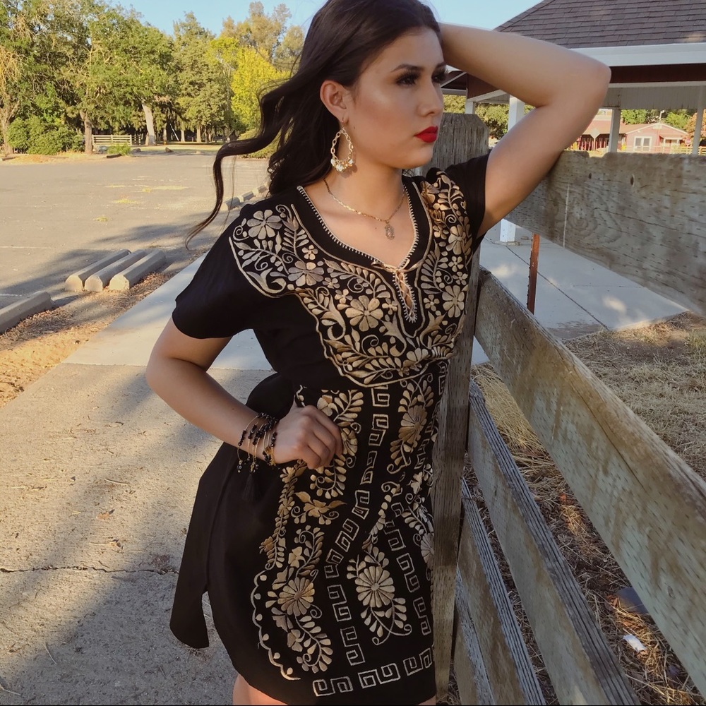 Black & Gold Embroidered dress✨